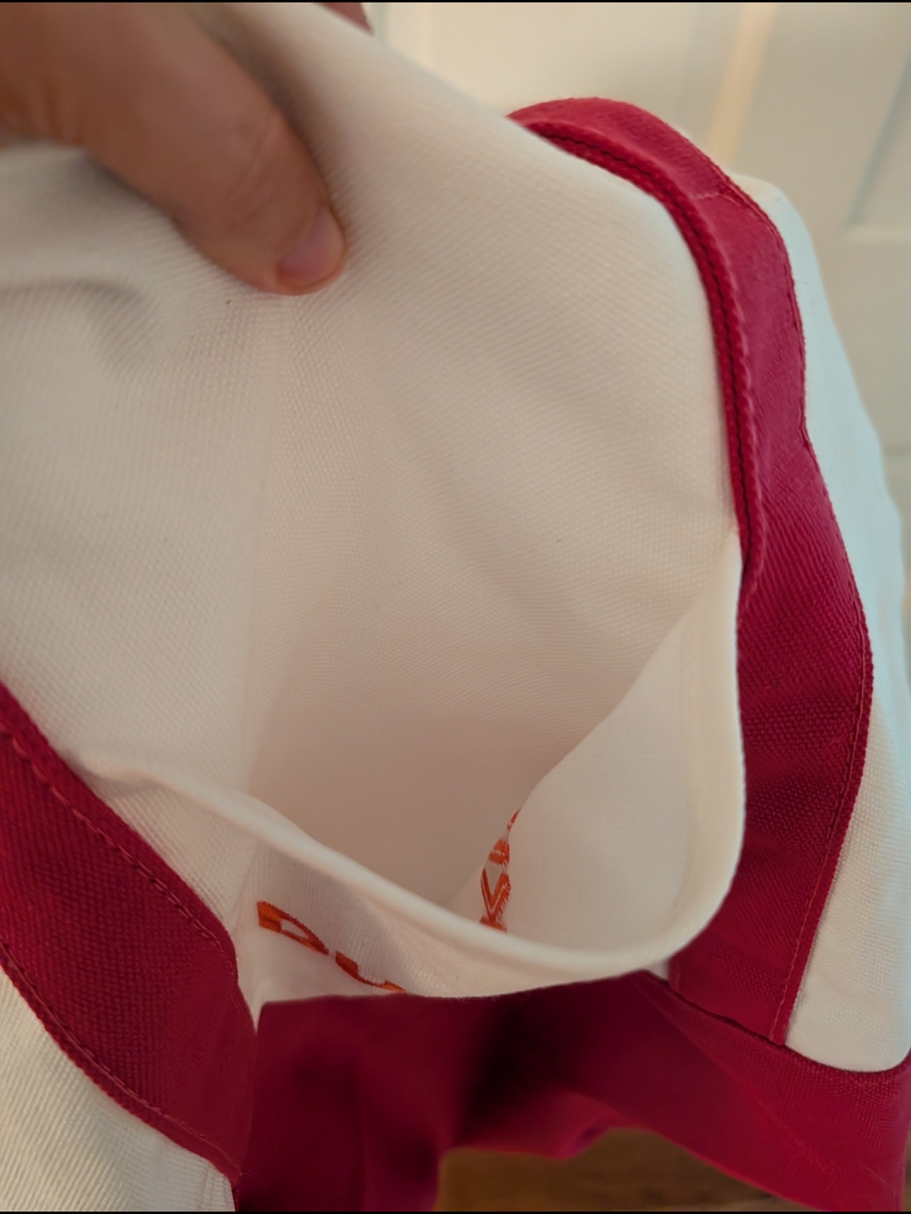 Dunkin' White and Hot Pink Canvas Tote - Picture 3 of 4